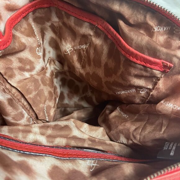 B Makowsky leather orange Hobo bucket style shoulder bag  silver tone hardwares - Picture 13 of 15